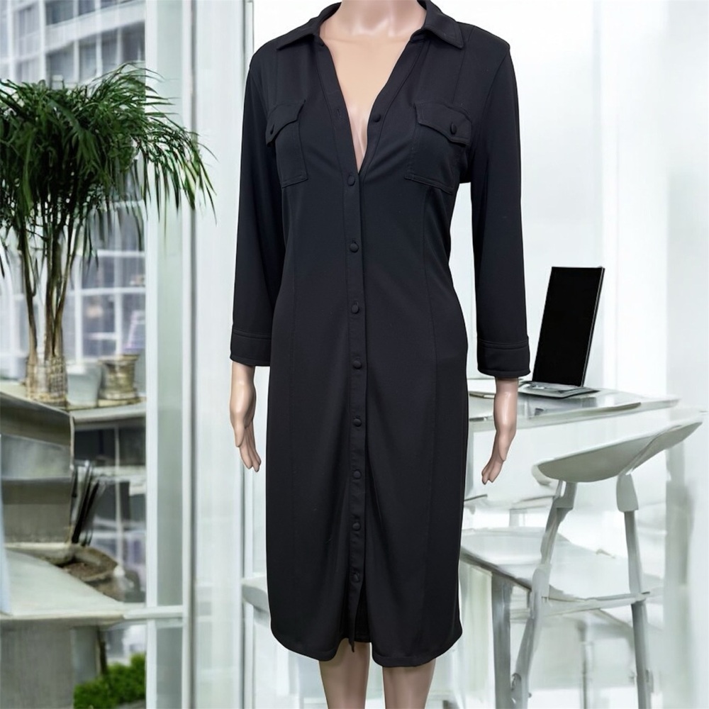 Talbots Black Button-Down Dress